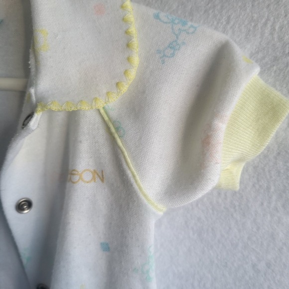 vintage sasson baby romper sleeper play outfit white yellow neutrals medium - Picture 7 of 9